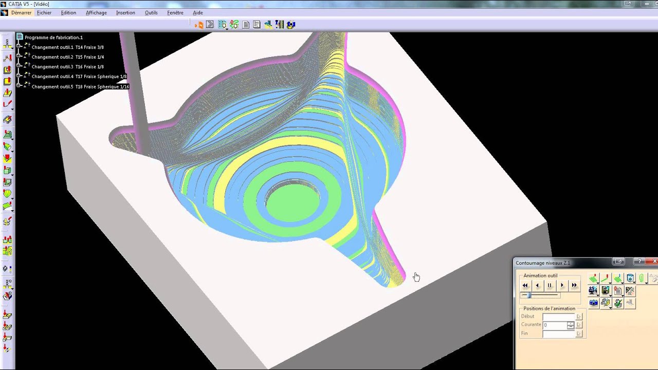 Formation CATIA Fraisage 3 axes – Programmation CN, usinage de surfaces, simulation de trajectoires